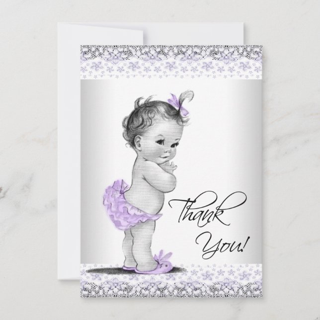 Carte De Remerciements Remerciement pour Baby Shower Lavande Violet Gris (Devant)