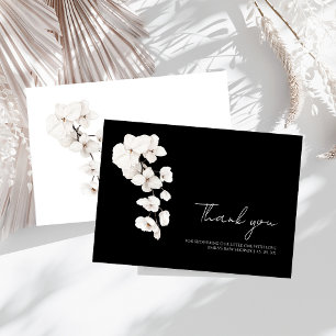 Carte De Remerciements Remerciement pour Baby Shower Orchidée Noir Blanc