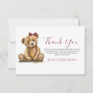 Carte De Remerciements Remerciement pour Baby Shower Ours en Peluche 
