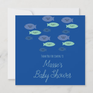 Carte De Remerciements Remerciement pour Baby Shower Poisson Nageant Aqua
