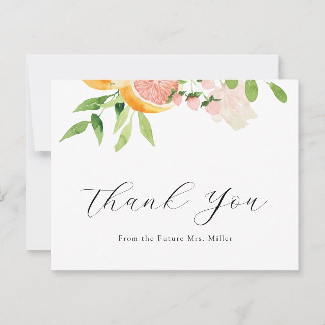 Carte De Remerciements Remerciement pour Baby Shower Rose Citron (Devant)