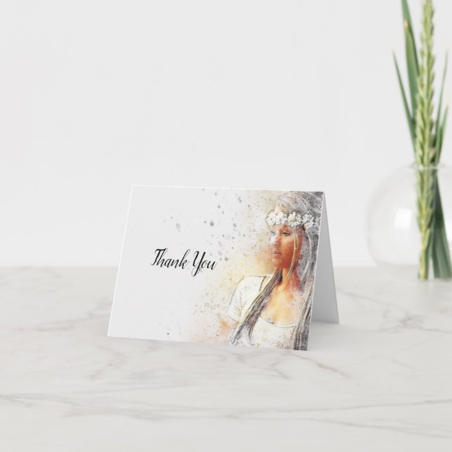 Carte De Remerciements Remerciement pour la fête de mariage avec la marié (Devant)