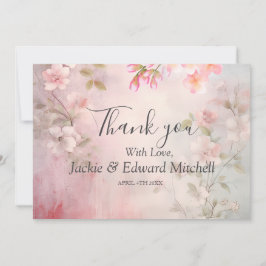 Carte De Remerciements Remerciement pour un mariage romantique aux fleurs