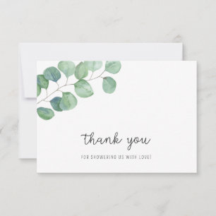 Carte De Remerciements Remerciement pour une baby shower - Eucalyptus ver
