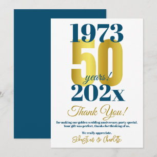 Carte De Remerciements Remerciement pour une fête de 50e anniversaire de