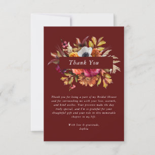 Carte De Remerciements Remerciement pour une fête de mariage floral autom