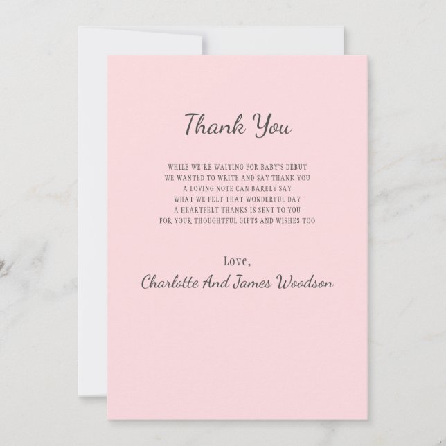 Carte De Remerciements Remerciement Simple pour une Baby Shower (Devant)