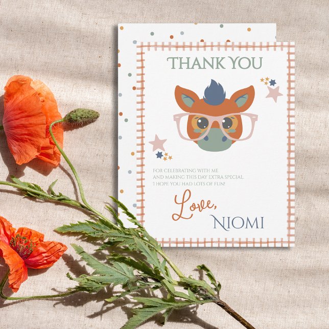Carte De Remerciements Remerciements aux animaux de la ferme (Farm Animal Birthday Thank You Card Donkey)