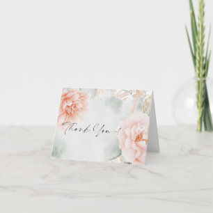 Carte De Remerciements Remerciements   BOHO Aquarelle Corail Rose Peony