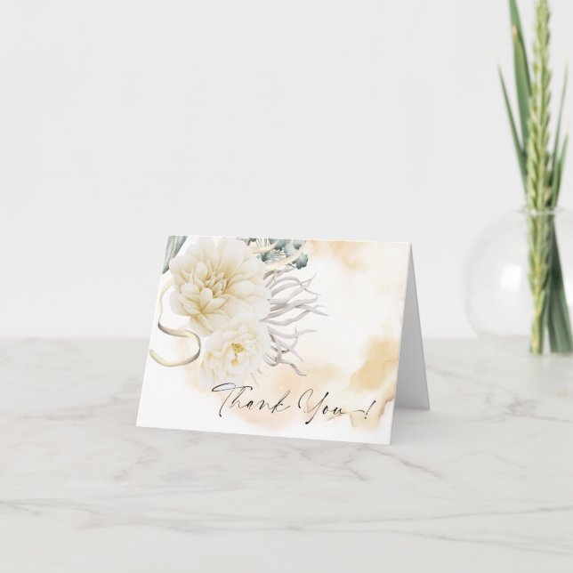 Carte De Remerciements Remerciements | BOHO Aquarelle Crème Peine Jaune (Devant)