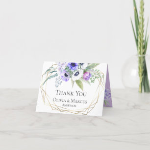 Carte De Remerciements Remerciements  Bouquet floral à l'anémone violet