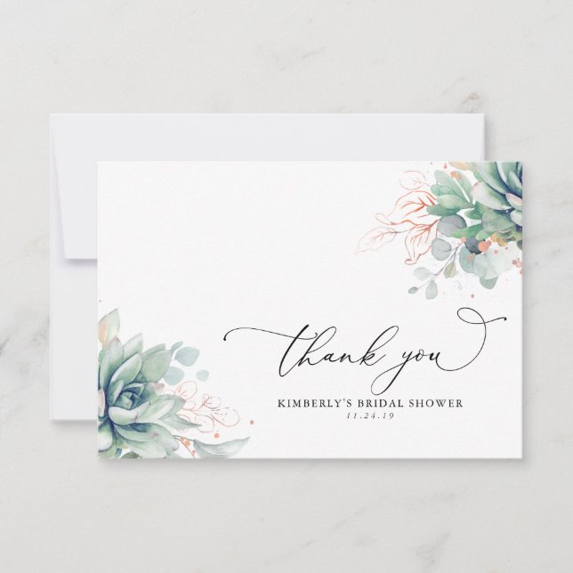 Carte De Remerciements Remerciements de Baby Shower de Succulentes Verdur (Devant)