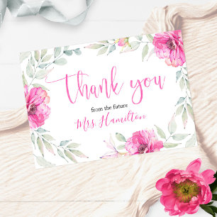 Carte De Remerciements Remerciements de douche de mariée Rose Botanique F