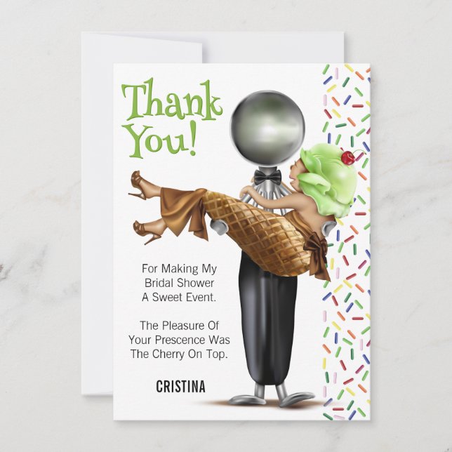 Carte De Remerciements Remerciements de Fête de Mariage de Crème Glacée R (Devant)