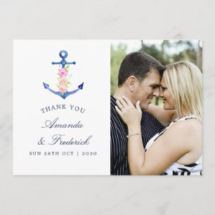 Carte De Remerciements Remerciements de mariage à thème nautique aquarell