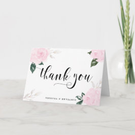 Carte De Remerciements Remerciements de mariage aux roses aquarelles rose