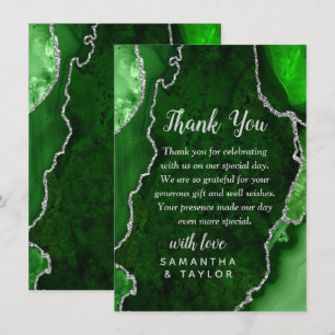Carte De Remerciements Remerciements de mariage avec bille d'agate verte
