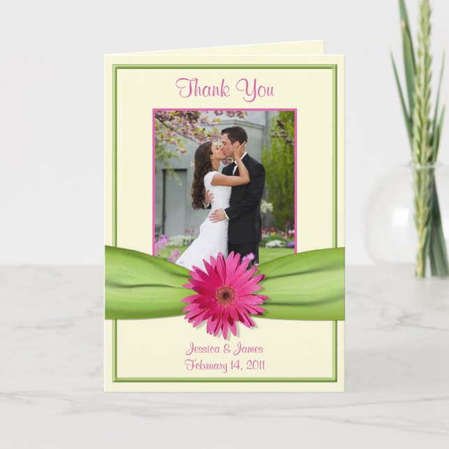 Carte De Remerciements Remerciements de mariage avec photo de marguerite  (Devant)
