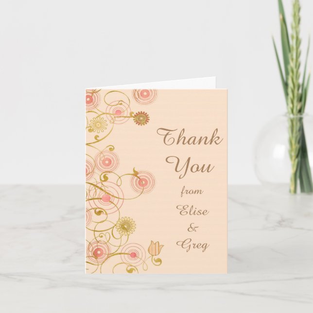 Carte De Remerciements Remerciements de mariage avec une bordure de fleur (Devant)