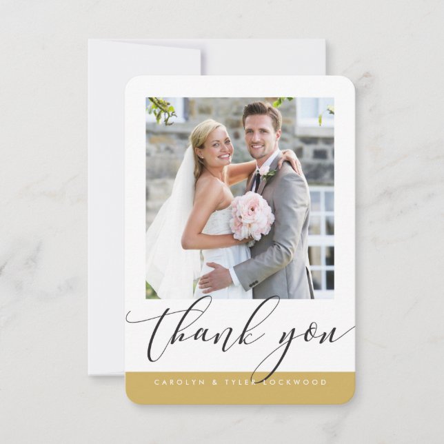 Carte De Remerciements Remerciements de mariage calligraphie moderne or p (Devant)
