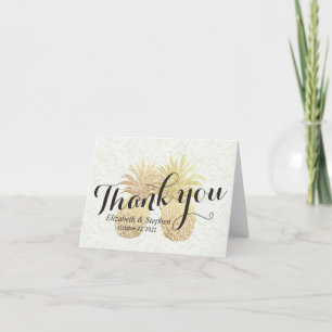 Carte De Remerciements Remerciements de Mariage Couple de Pineapple en Or