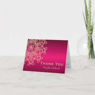 CARTE DE REMERCIEMENTS REMERCIEMENTS DE MARIAGE DE STYLE INDIEN ROSE CHAU
