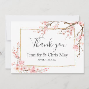 Carte De Remerciements Remerciements de mariage élégants aux cerisiers en