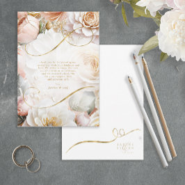 Carte De Remerciements Remerciements de mariage Floral Drama Blanc ID1022