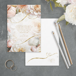 Carte De Remerciements Remerciements de mariage Floral Drama Blanc ID1022