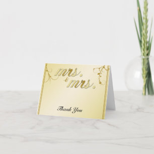 Carte De Remerciements Remerciements de mariage gay floraux or élégants