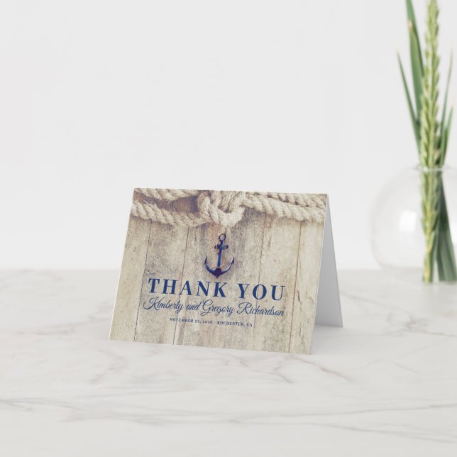 Carte De Remerciements Remerciements de mariage nautique (Devant)