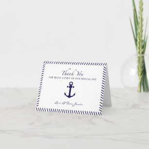 Carte De Remerciements Remerciements de mariage nautique Ancre bleue