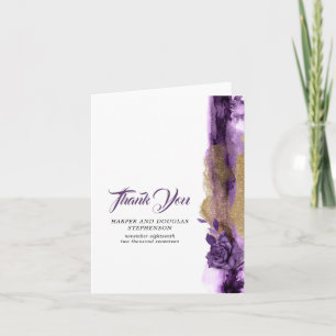 Carte De Remerciements Remerciements de mariage pailletés de violet foncé