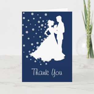 Carte De Remerciements Remerciements de mariage Silhouettes Bleu Nuit