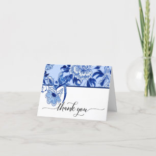 Carte De Remerciements Remerciements de Mariée Oiseau Bleu Ciel Floral Ch