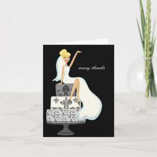 Carte De Remerciements Remerciements de mariée sur un gâteau de mariage