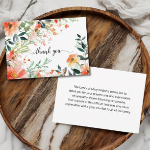 Carte De Remerciements Remerciements de sympathie florale aquarelle