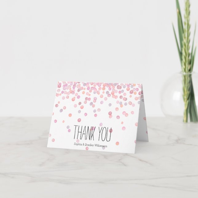 Carte De Remerciements Remerciements doux points de confettis aquarelle r (Devant)