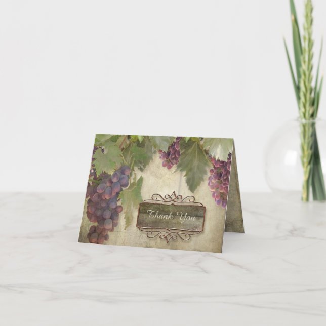 Carte De Remerciements Remerciements Élégant Mariages à la vigne rustique (Devant)