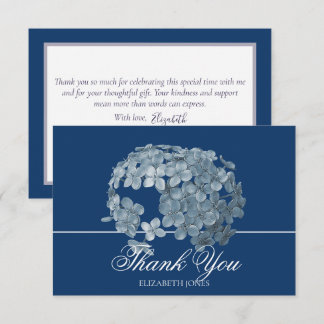 Carte De Remerciements Remerciements Élégants Fleurs Modernes Bleu Clair