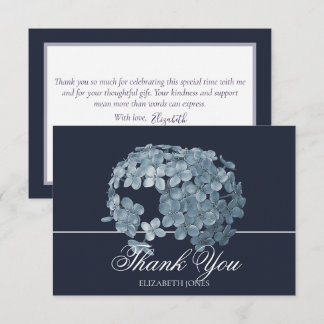 Carte De Remerciements Remerciements Élégants Fleurs Modernes Bleu Clair