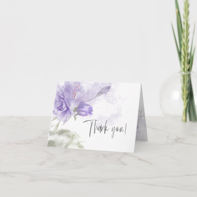 Carte De Remerciements Remerciements | Floral violet peintre (Devant)