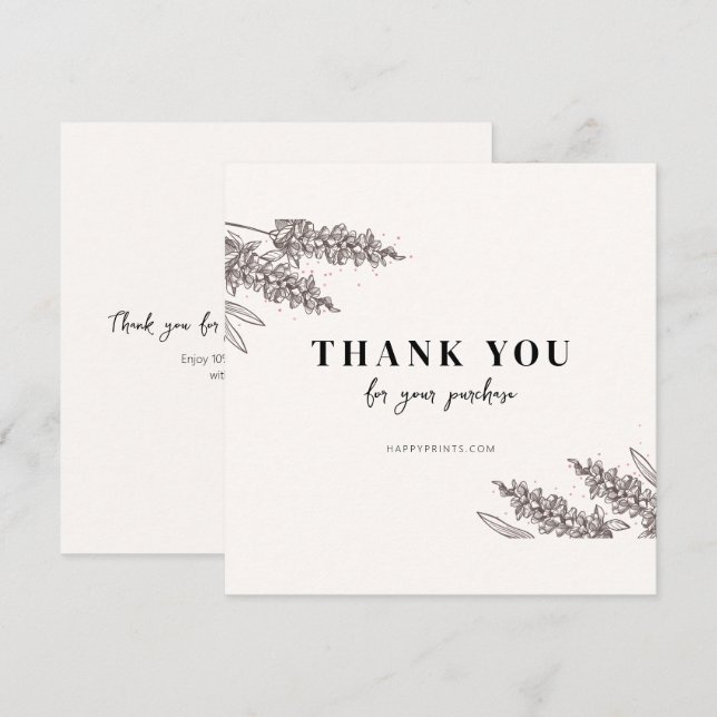 Carte De Remerciements Remerciements Floraux Éditable pour votre commande (Devant / Derrière)