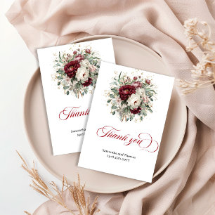 Carte De Remerciements Remerciements Luxueux Fleurs de Eucalyptus Rouge F