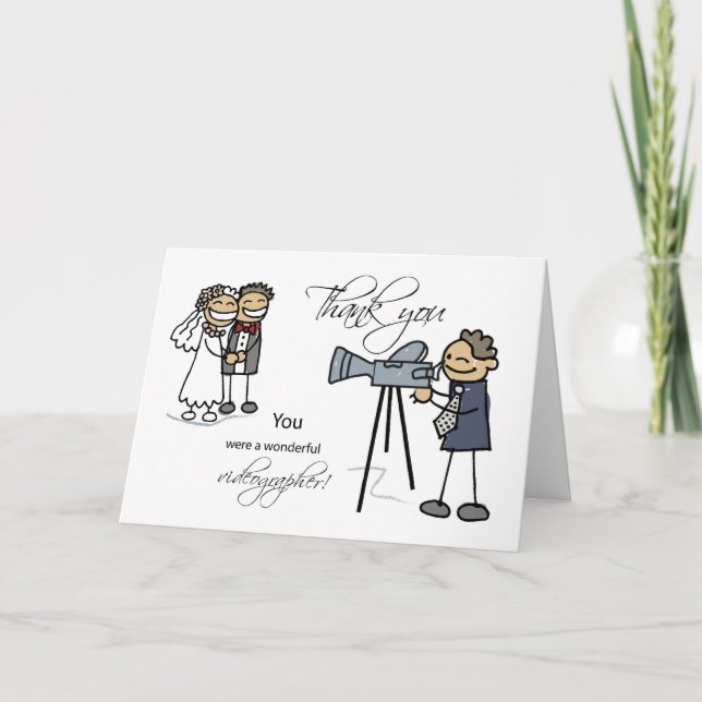 Carte De Remerciements Remerciements Mariage Vidéaste, Stick Figures (Devant)