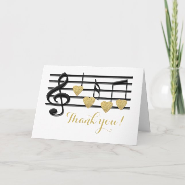 Carte De Remerciements Remerciements notes de musique d'amour (Devant)