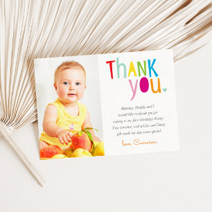 Carte De Remerciements REMERCIEMENTS PHOTO typographie moderne arc-en-cie