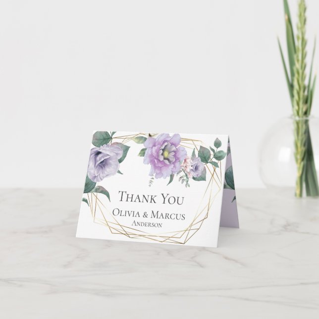 Carte De Remerciements Remerciements | Pivoines en lavande à l'aquarelle (Devant)