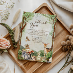 Carte De Remerciements Remerciements pour Baby Shower Bois Bébé Animaux d