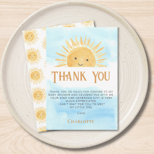 Carte De Remerciements Remerciements pour Baby Shower Ciel Bleu Soleil